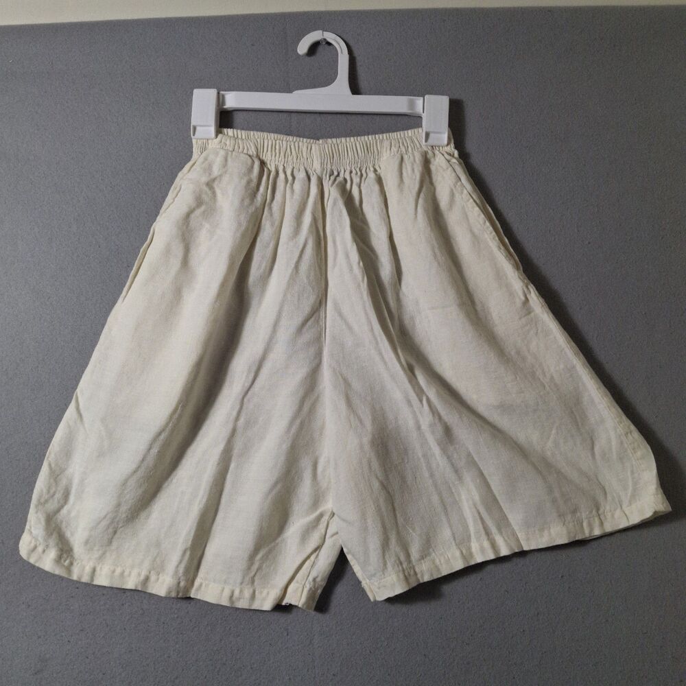 Liz & Jane Linen Shorts Womens M Medium Beige Cream Wide Leg Pleated... - Picture 1 of 9